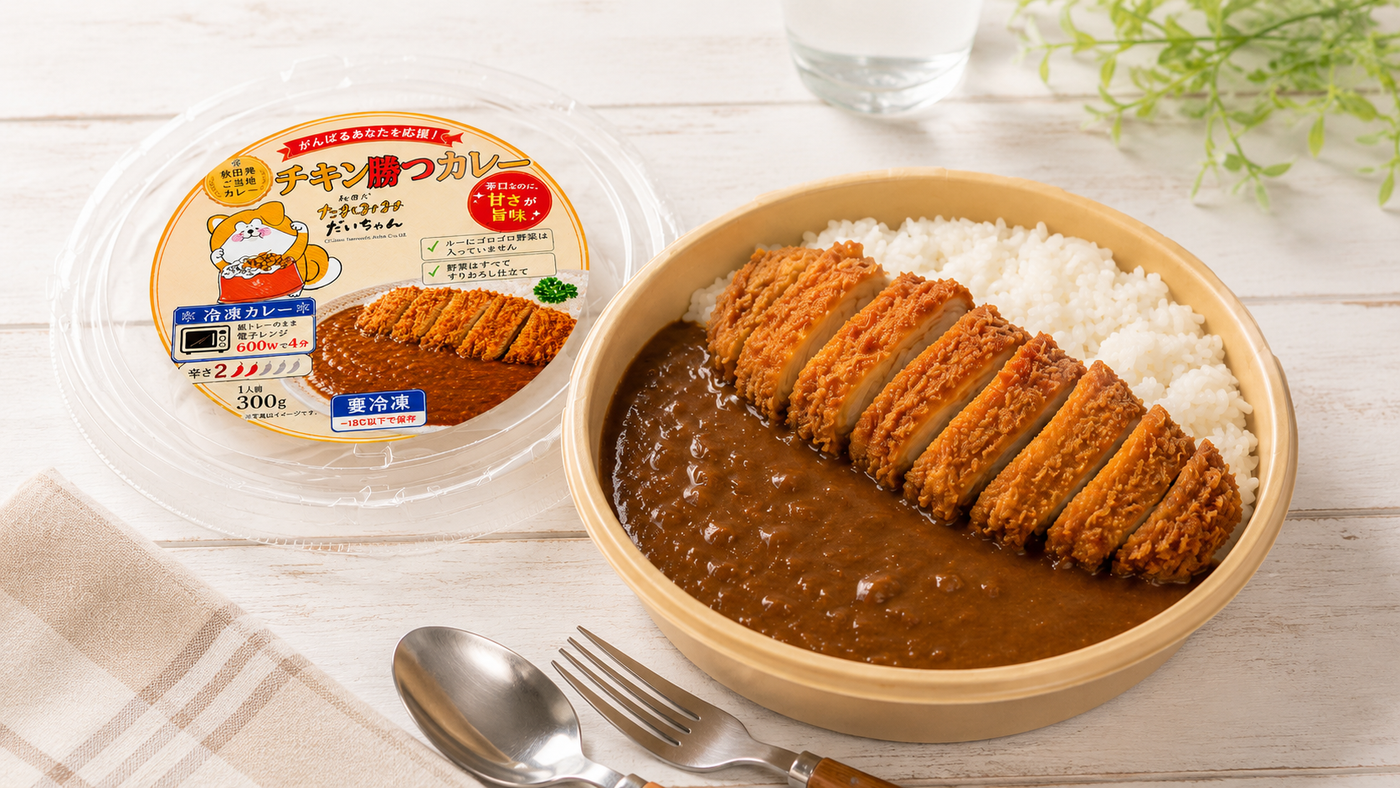 【CNA秋田コラボ】たれみみだいちゃん 冷凍チキン勝つカレー